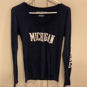 University of Michigan V-Neck Long Sleeve